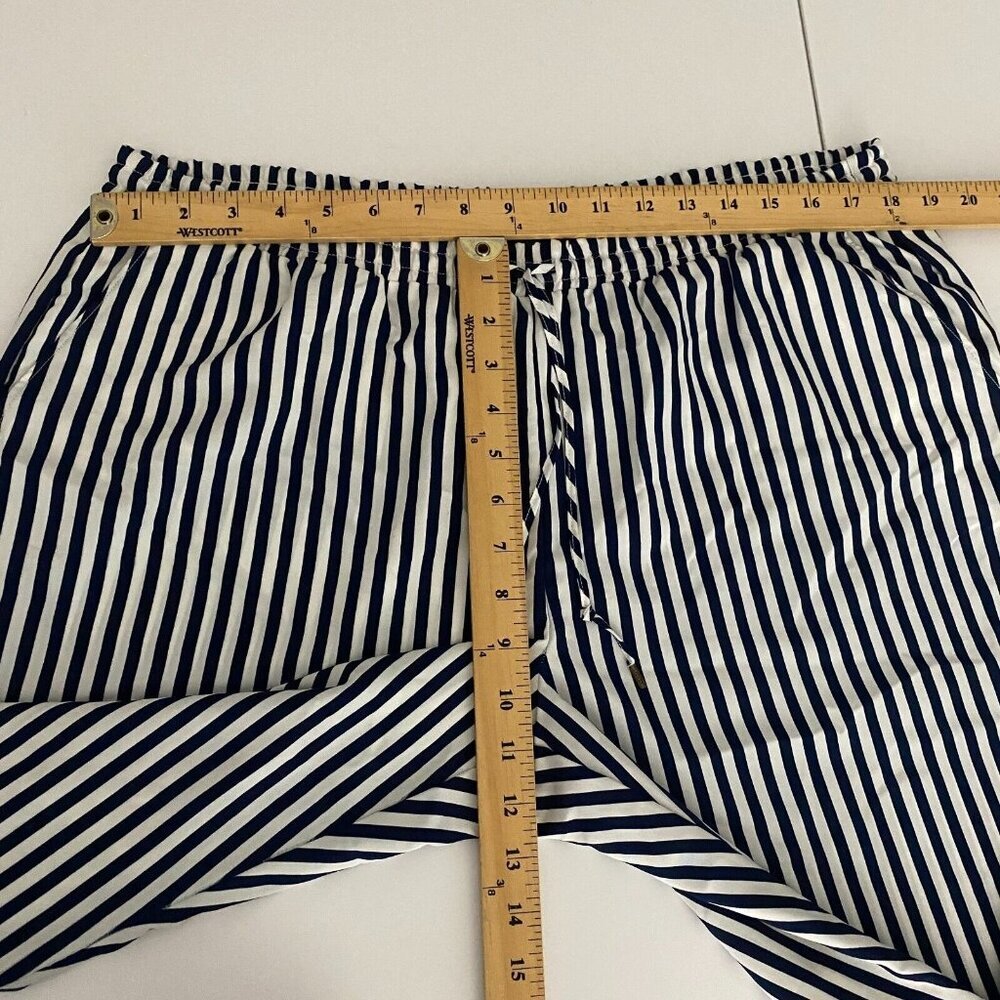 Lauren Ralph Lauren Pull On Ankle Pants Sz XL Navy Blue White Stripe Drawstring - Picture 7 of 9